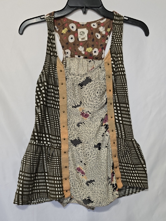 Anthropologie Tops - Anthropologie Mixed-Print Sleeveless Tank - Olive/Beige/Pink